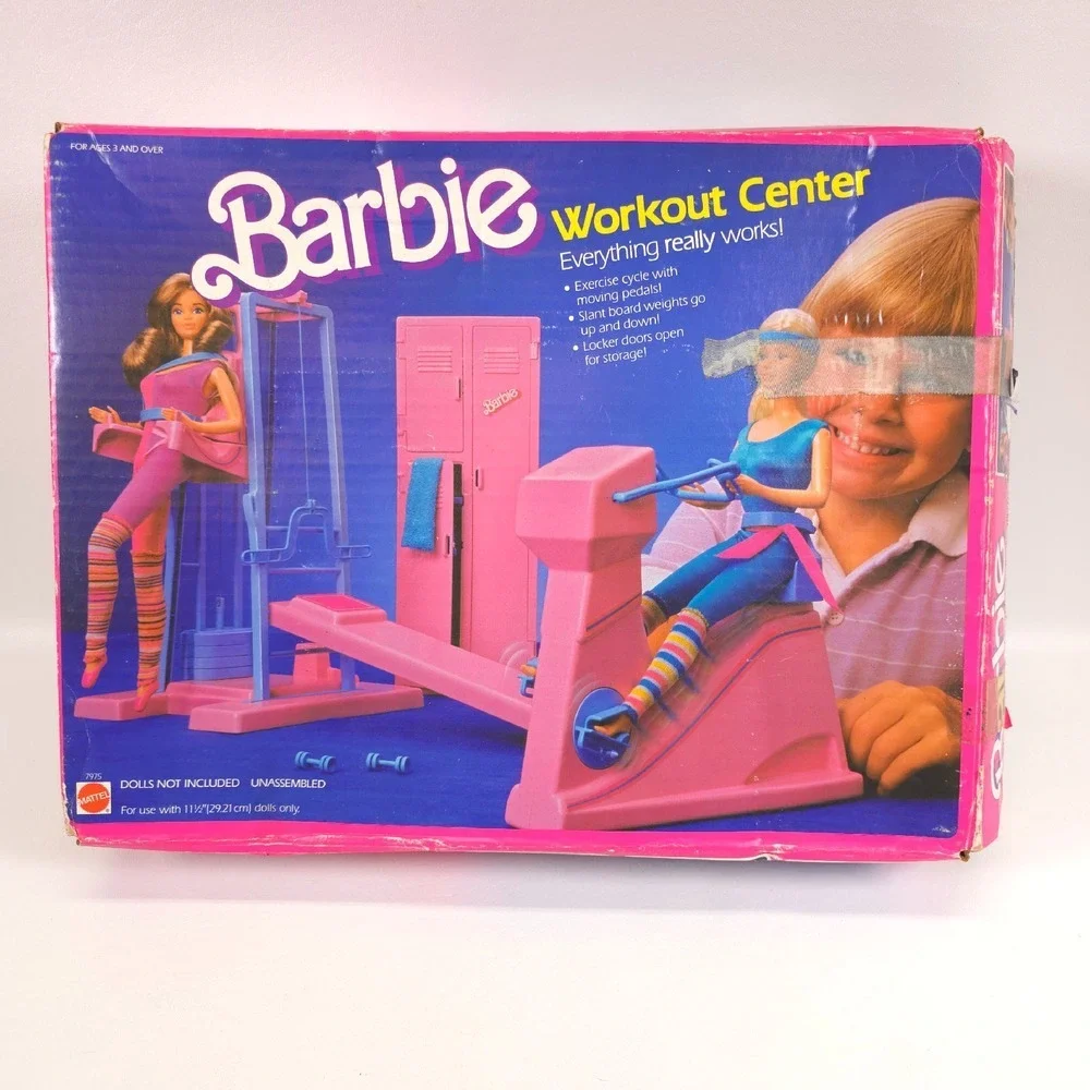 VTG Mattel 1984 Barbie Workout Center Retail BOX ONLY Display‎ Collection Flawed